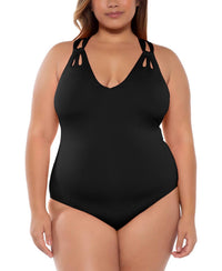 Becca - Trendy Plus Size Color-code Tear-drop One-piece Swimsuit