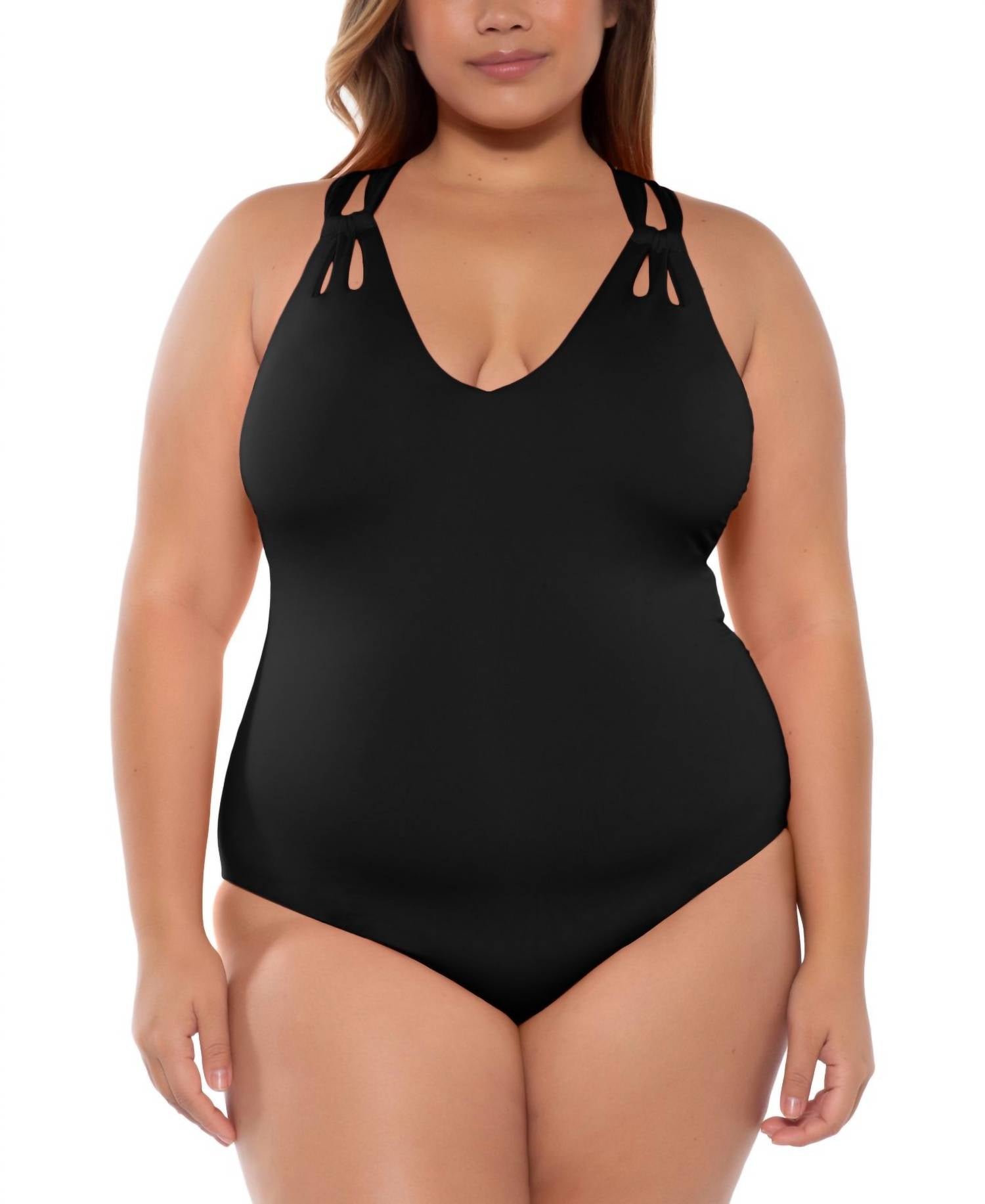 Becca - Trendy Plus Size Color-code Tear-drop One-piece Swimsuit
