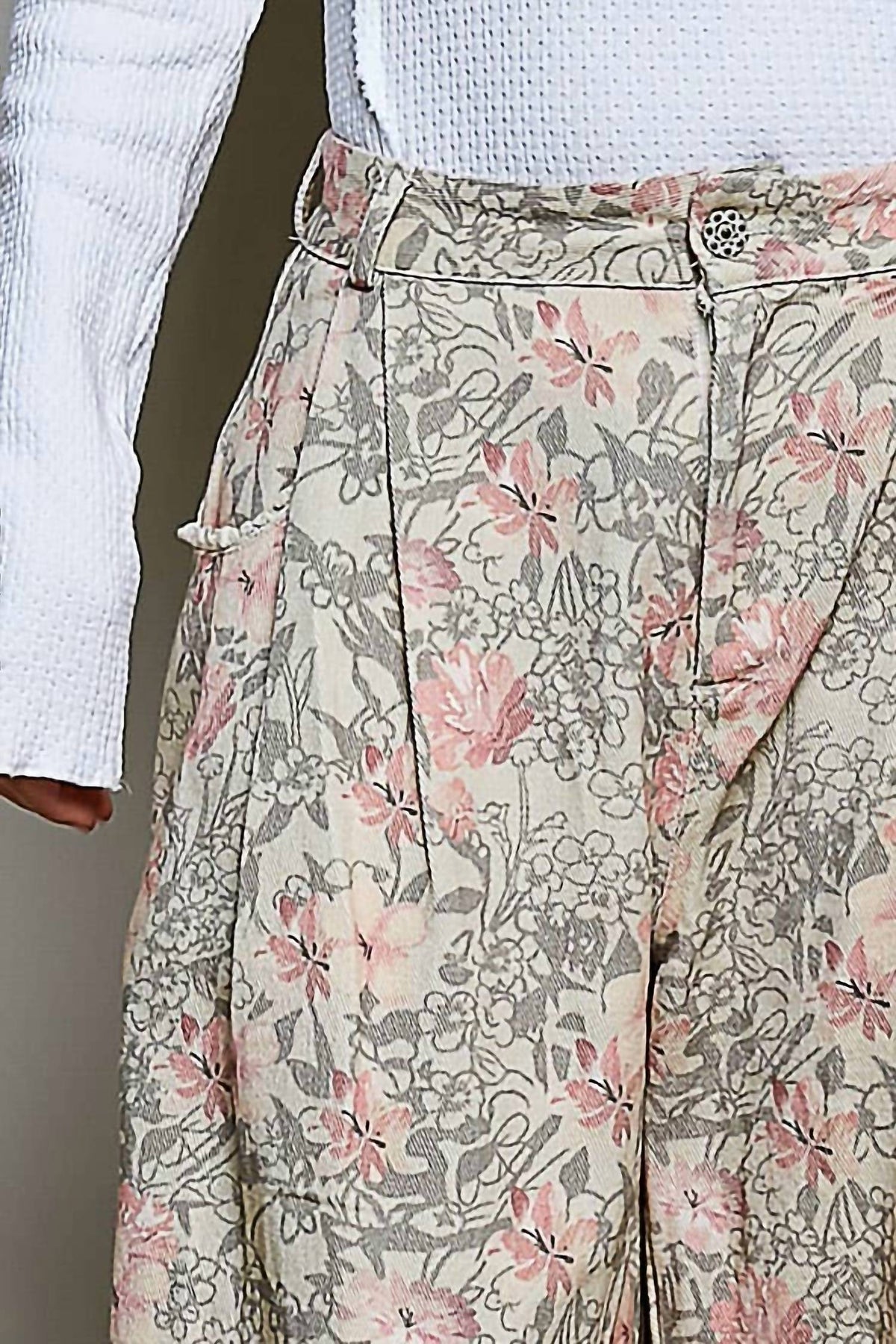 Pol - Crafted Textured Allover Print Woven Wide Leg Pants