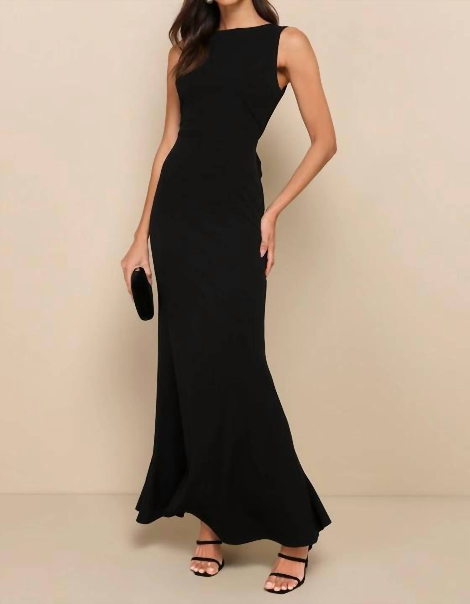 Lulus Exquisite Refinement Backless Bow Ruffled Maxi Dress in black - women's dress
