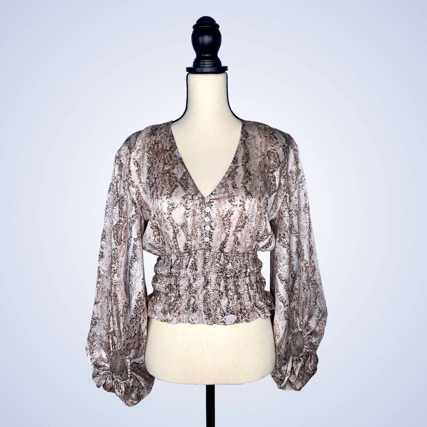 Fate - Python Print Waist Smocked Top