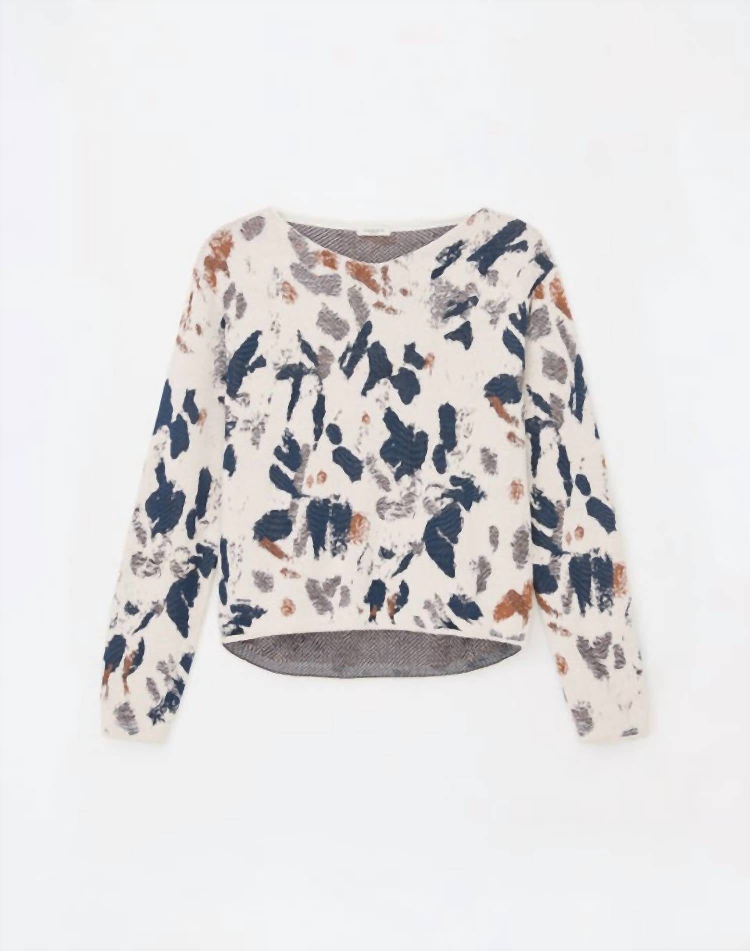 Lafayette 148 - Iridescent Paint Splatter Jacquard V-neck Sweater
