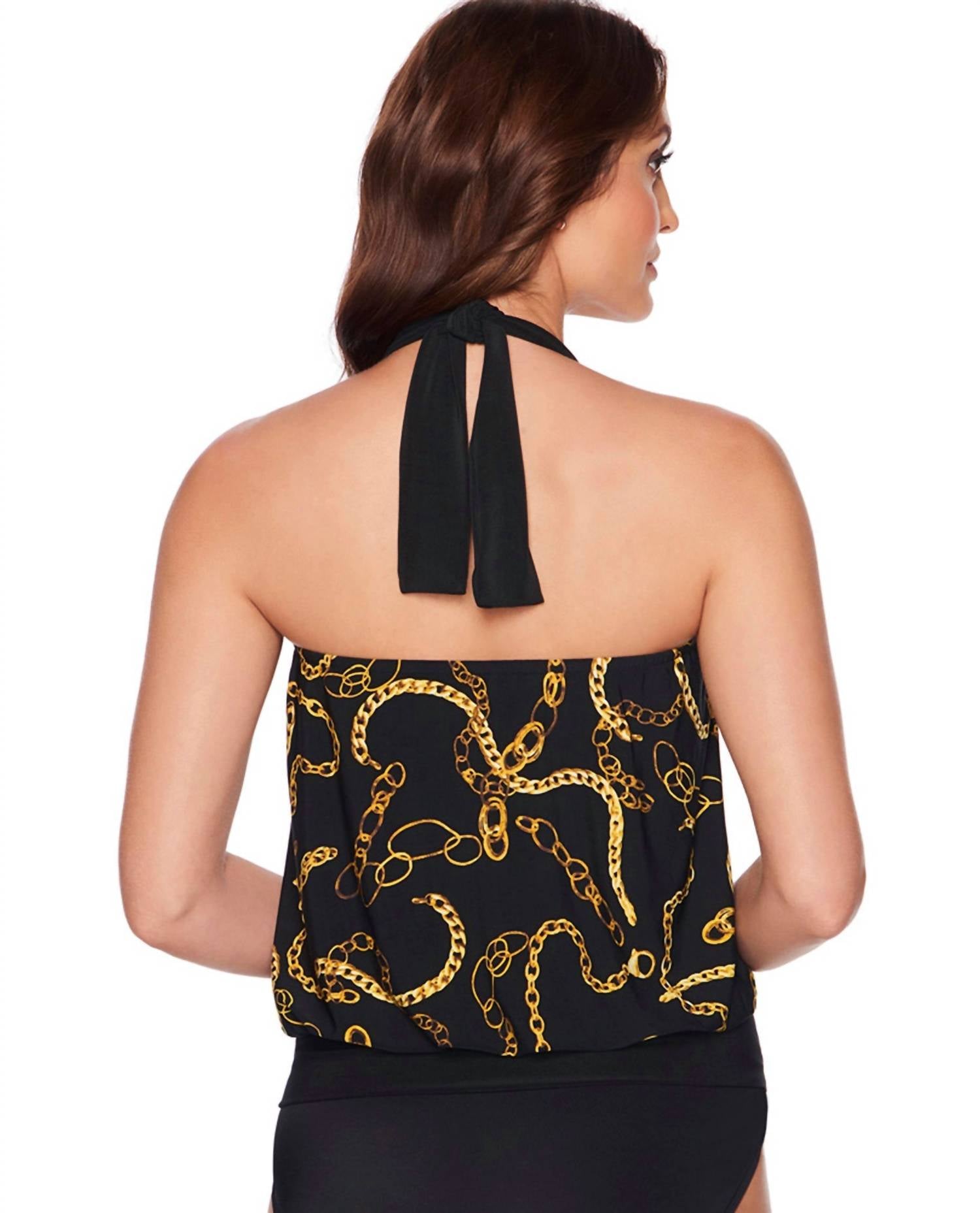 Trimshaper - Alicia High Neck Blouson Tankini Top