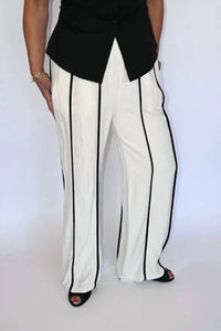 Vintage Havana - Earthy Linen Striped Pants