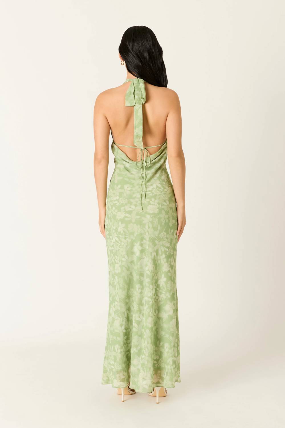 Cotton Candy La - Colleen Halter Bias Cut Floral Maxi Formal Dress