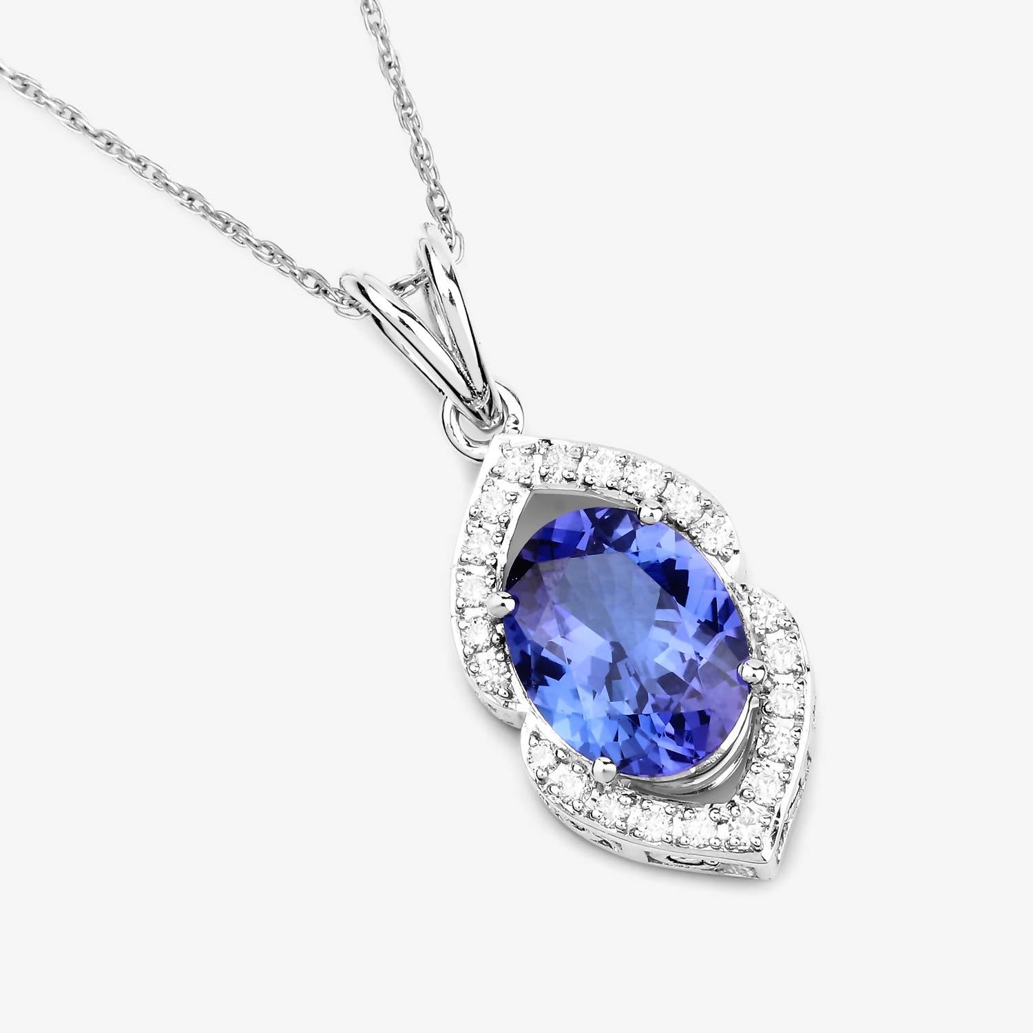 Diana M Jewels - Women's Oval Natural Tanzanite Pendant Necklace (2.44 Ct) - Classic Plus