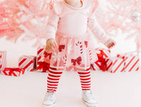 Sweet Wink - Newborns and Baby Girls Candy Cane and Bows Tutu Onesie