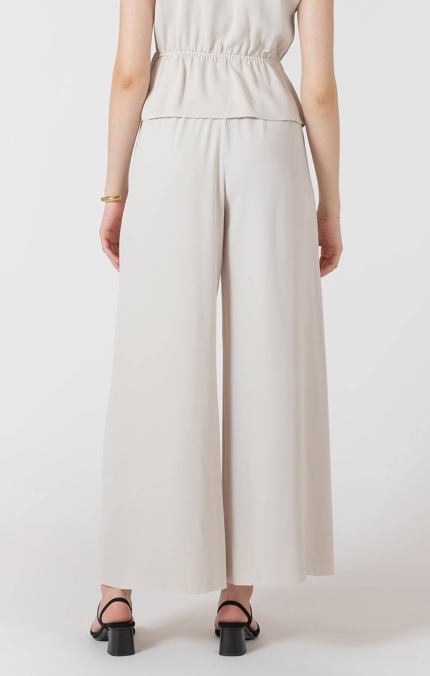 Dex Clothing Flowy Wide Leg Pant in beige - women's pants - detail view