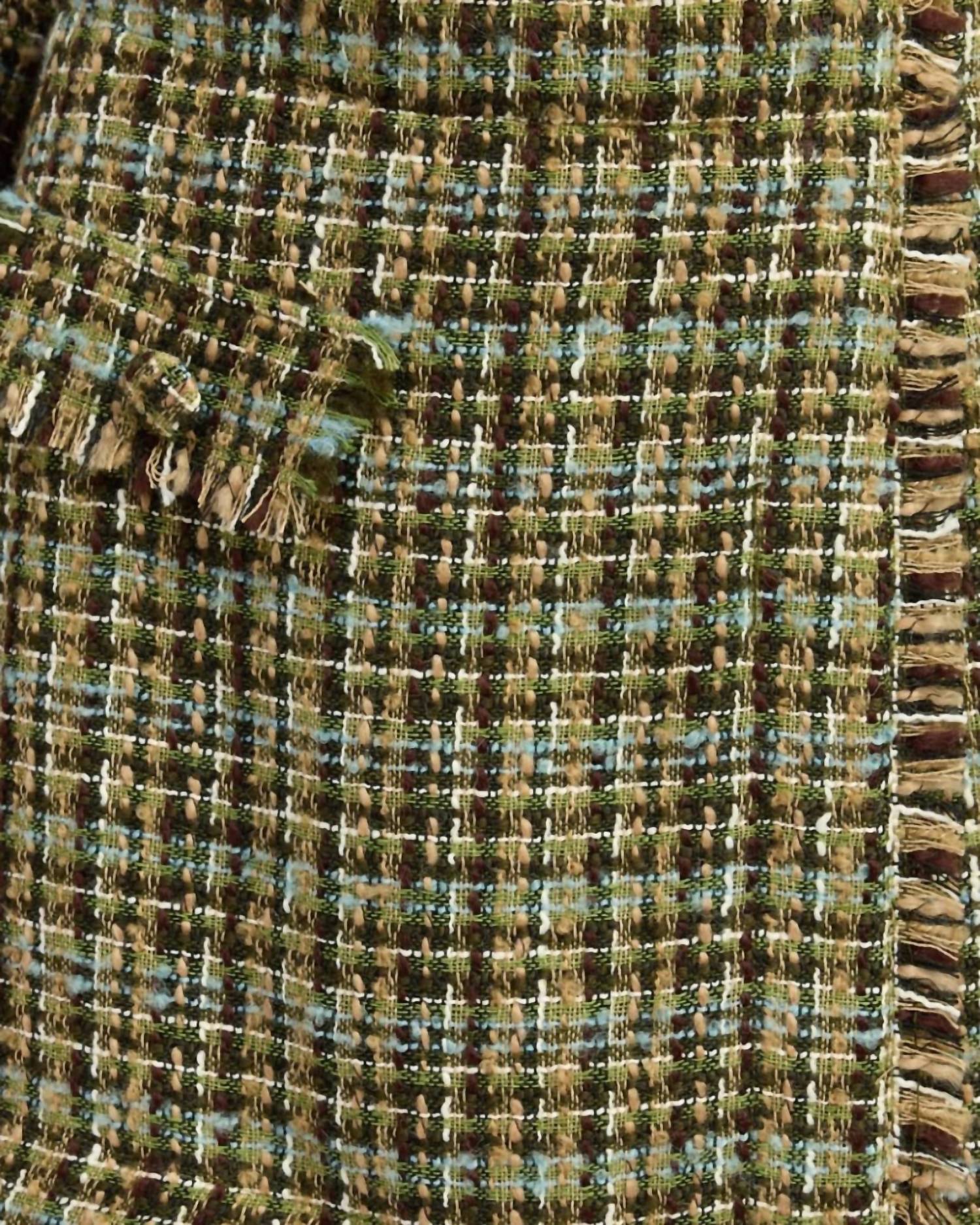 En Saison Jamie Tweed Skort in green - women's shorts - detail view