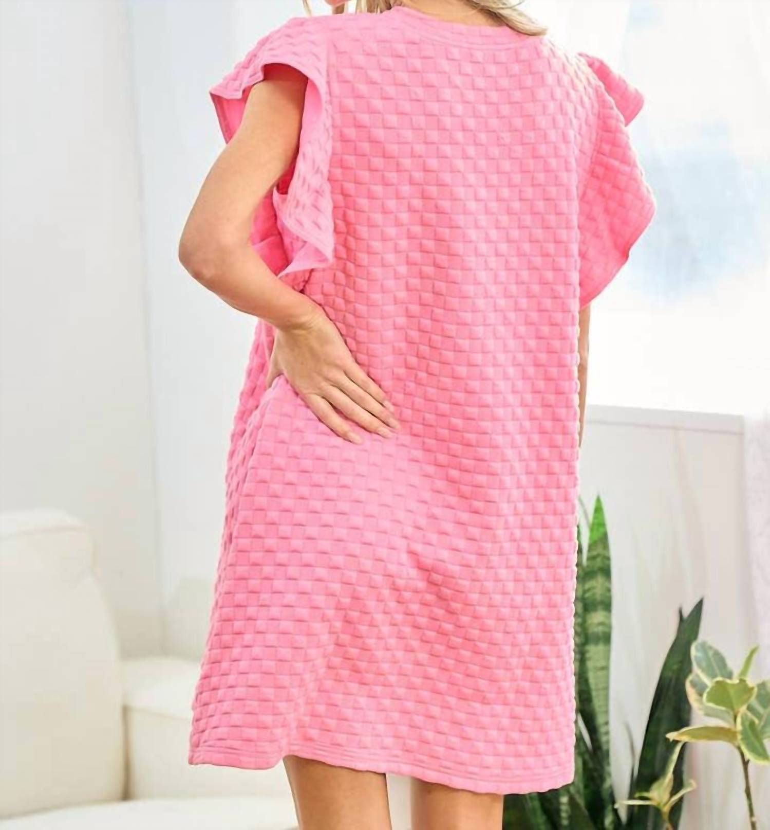 Lovely Melody - She’s A Doll Textured Ruffle Sleeve Dress