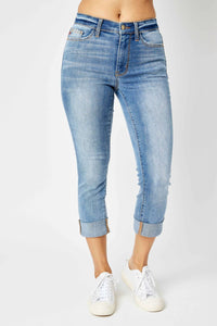Judy Blue - Mid-Rise Cuffed Skinny Capri