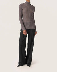 Soaked In Luxury - Laisa Metallic Turtleneck Pullover Sweater