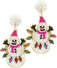Viola - Women's Beaded Snowman Earrings