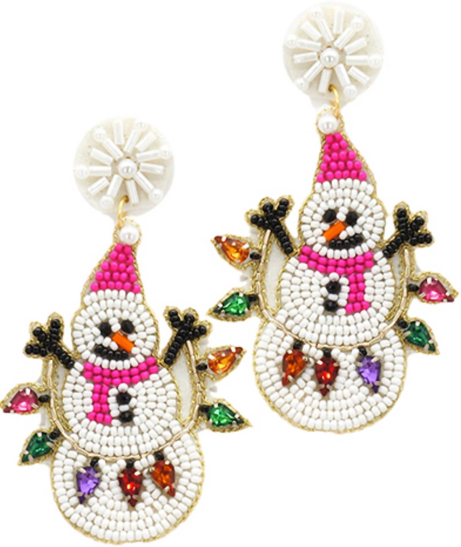 Viola - Women's Beaded Snowman Earrings