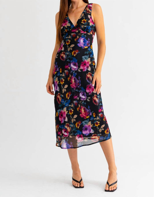 Le Lis - SLEEVELESS V-NECK FLORAL PRINTED MIDI DRESS