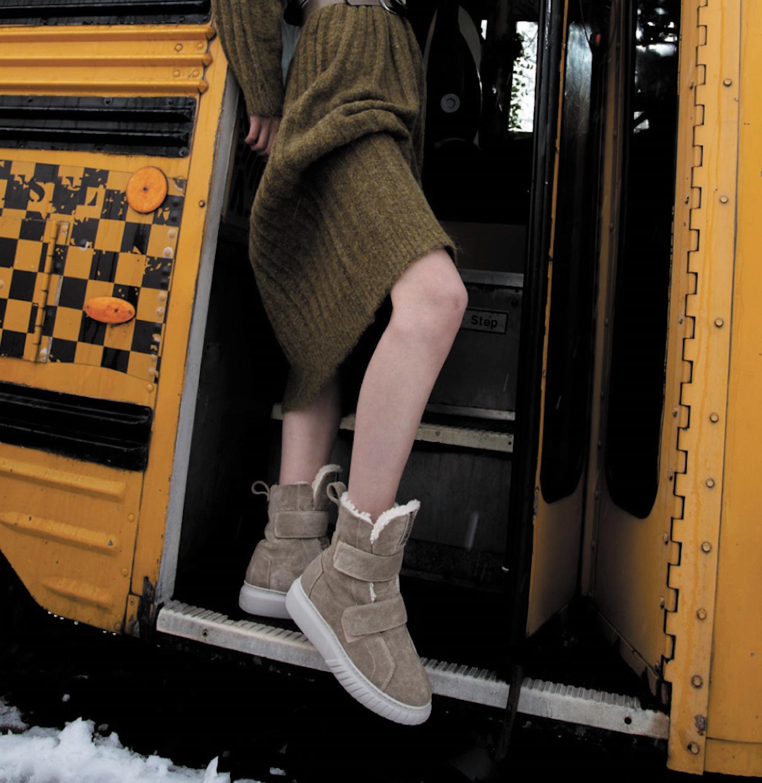 Andia Fora Women's Thalia Montane Shearling Boot in beige - women's shoe - detail view