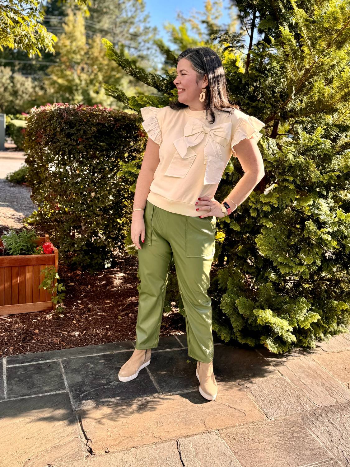Ces Femme - Faux Leather Drawstring Jogger Pants