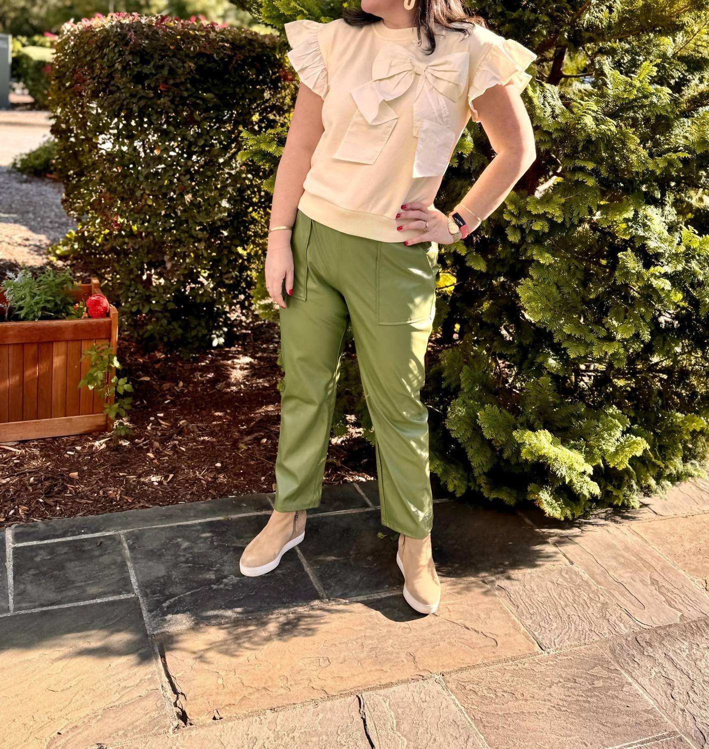 Ces Femme - Faux Leather Drawstring Jogger Pants