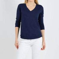 Elliott Lauren - Silvie Rib Three-quarter Sleeve V-neck Tee