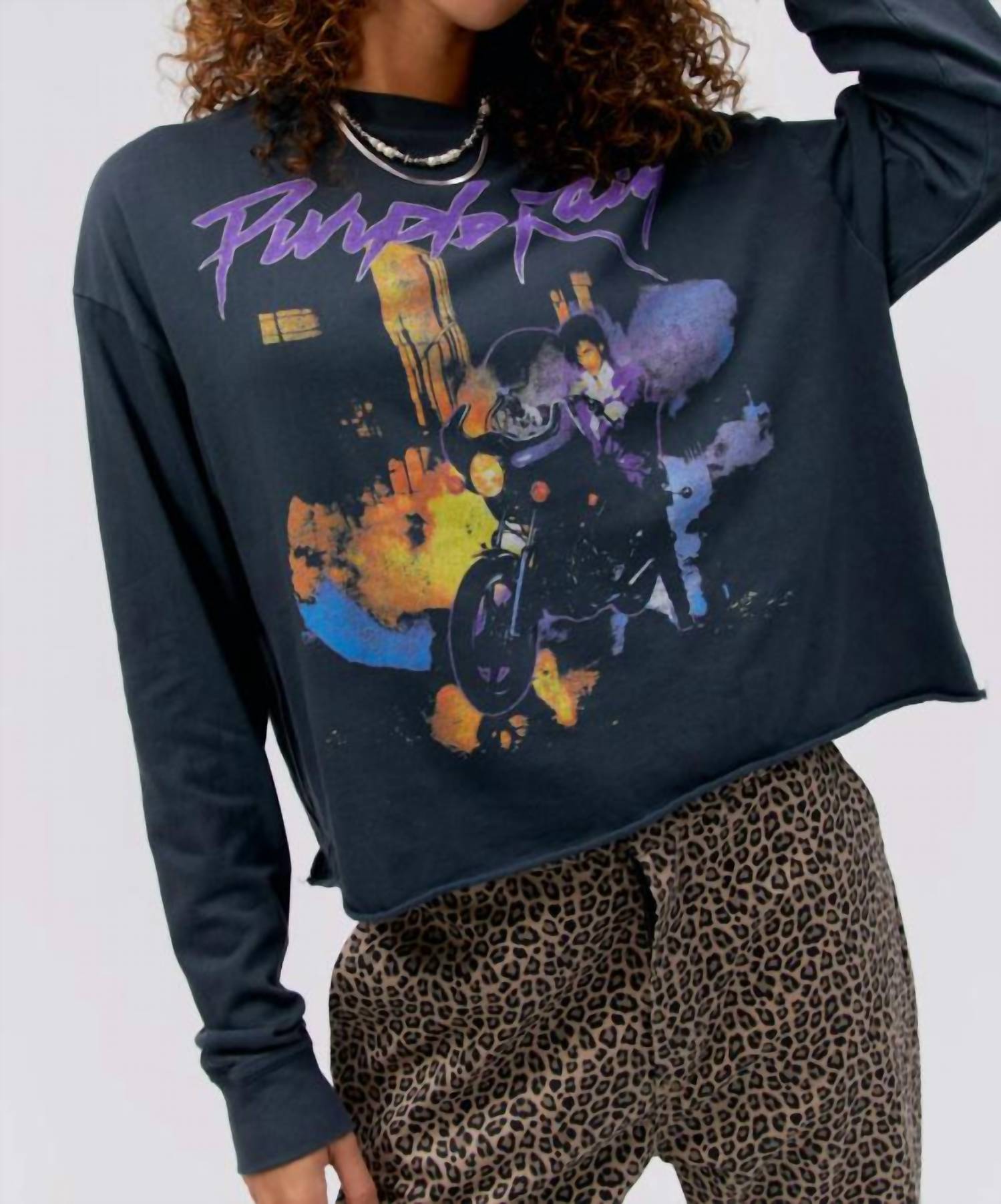 DAYDREAMER Prince Purple Rain Tee in vintage black 1 - women's long sleeve top