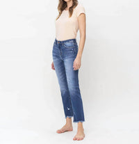 Flying Monkey - High Rise Raw Hem Slim Straight Jeans