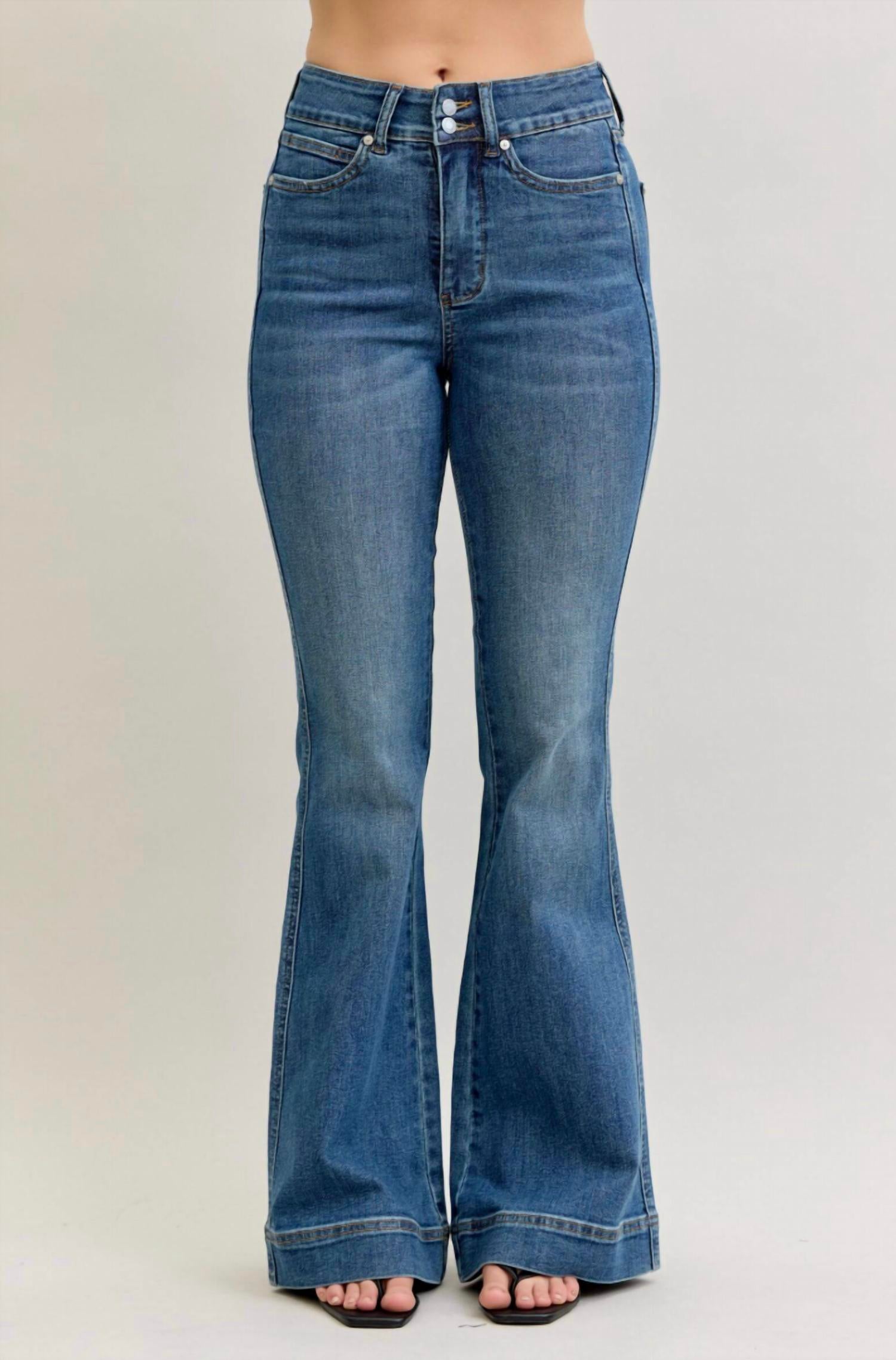 Judy Blue - Flare Tummy Control Double Button Jeans