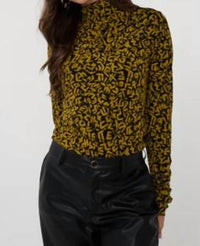 Esqualo - Print Long Sleeve Mock Neck Top