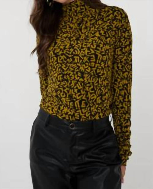 Esqualo - Print Long Sleeve Mock Neck Top