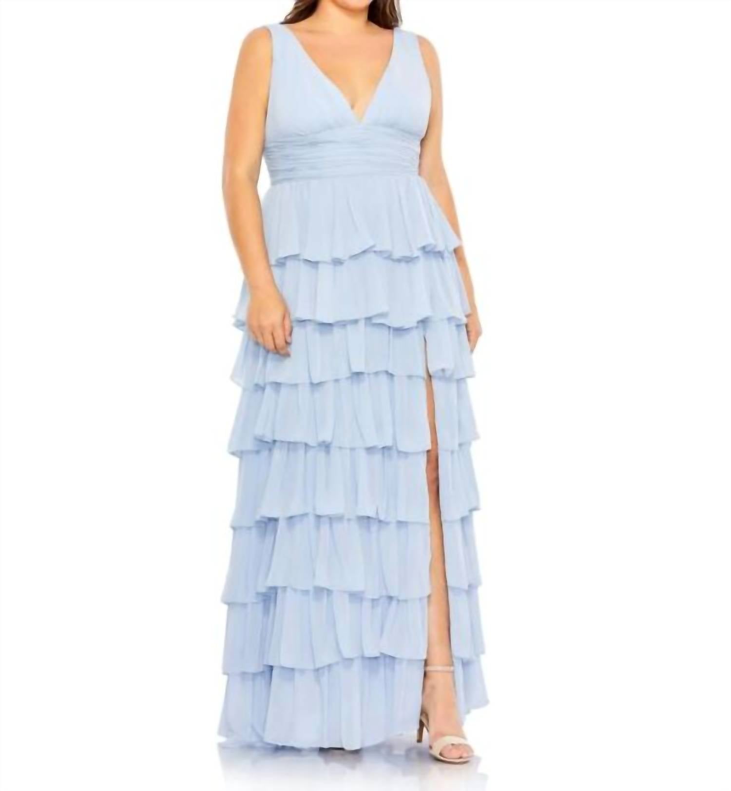 Mac Duggal - Ruffle Skirt Ruched Waist Sleeveless Dress