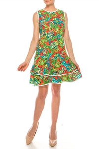 Shelby & Palmer - Palm Tree Print Fit & Flare Dress