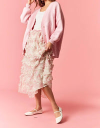 Peach Love Sweetheart Knit Oversized Cardigan in pink - women's sweater - view 4