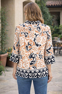 Jade placket tunic in ethnic border 1 - women's shirt - alternate view