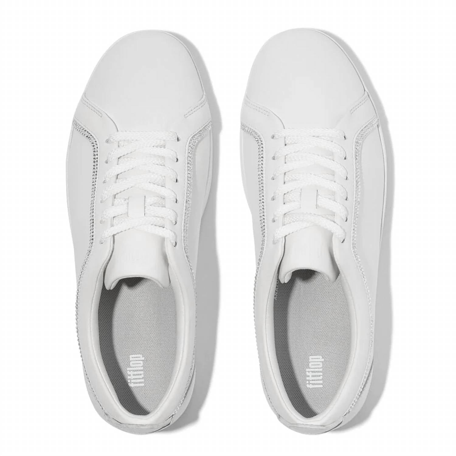 Fitflop - Women's Rally Crystal-trim Leather Sneakers