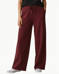 Jumper1234 Merino Wide Leg Joggers in burgundy - women's pants - detail view