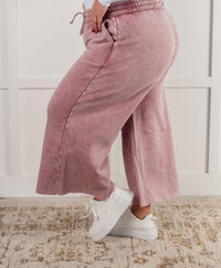 Zenana - Wide Leg Mineral Wash Cropped Palazzo Pants