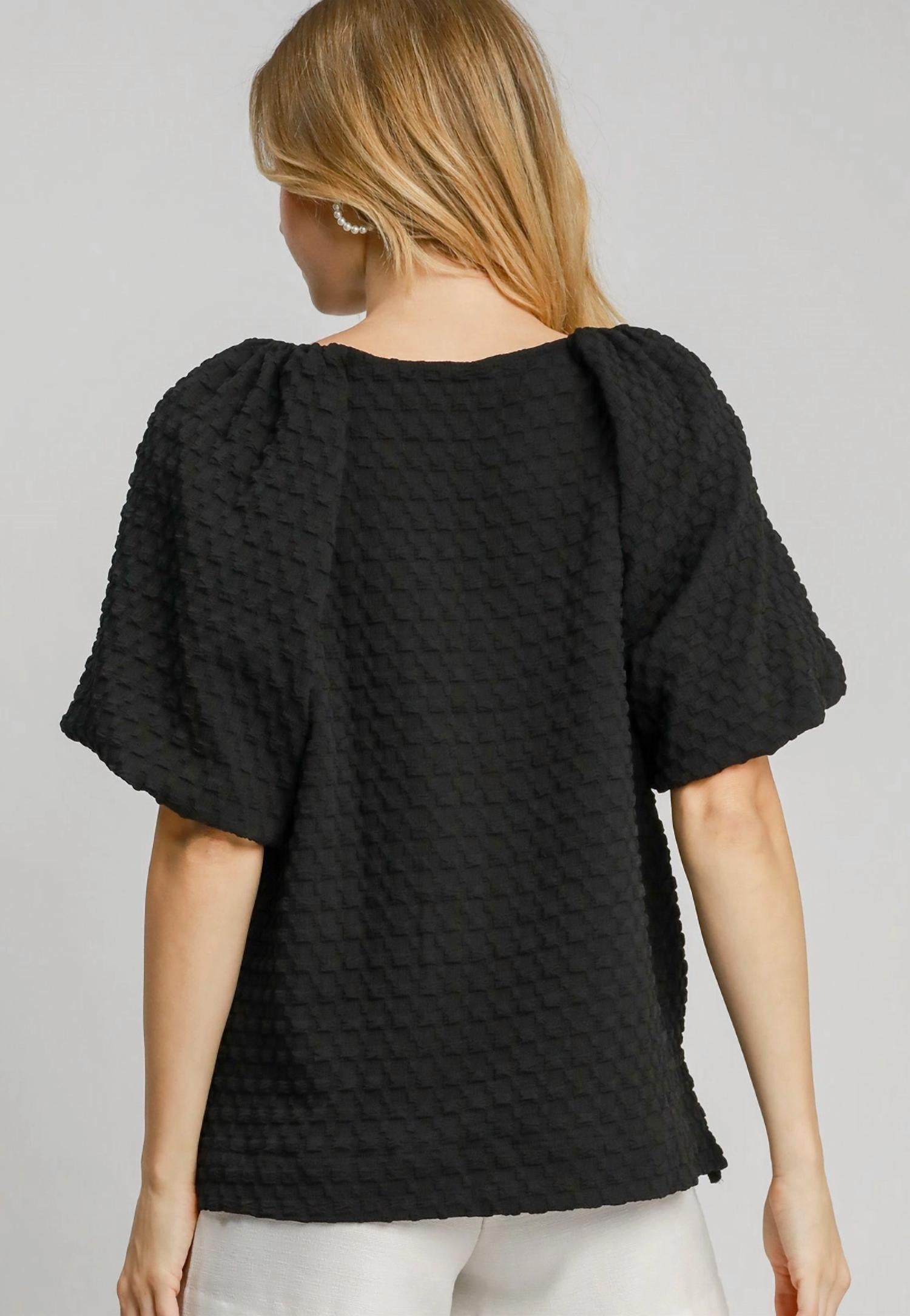 Umgee - Jacquard Round Neck Top