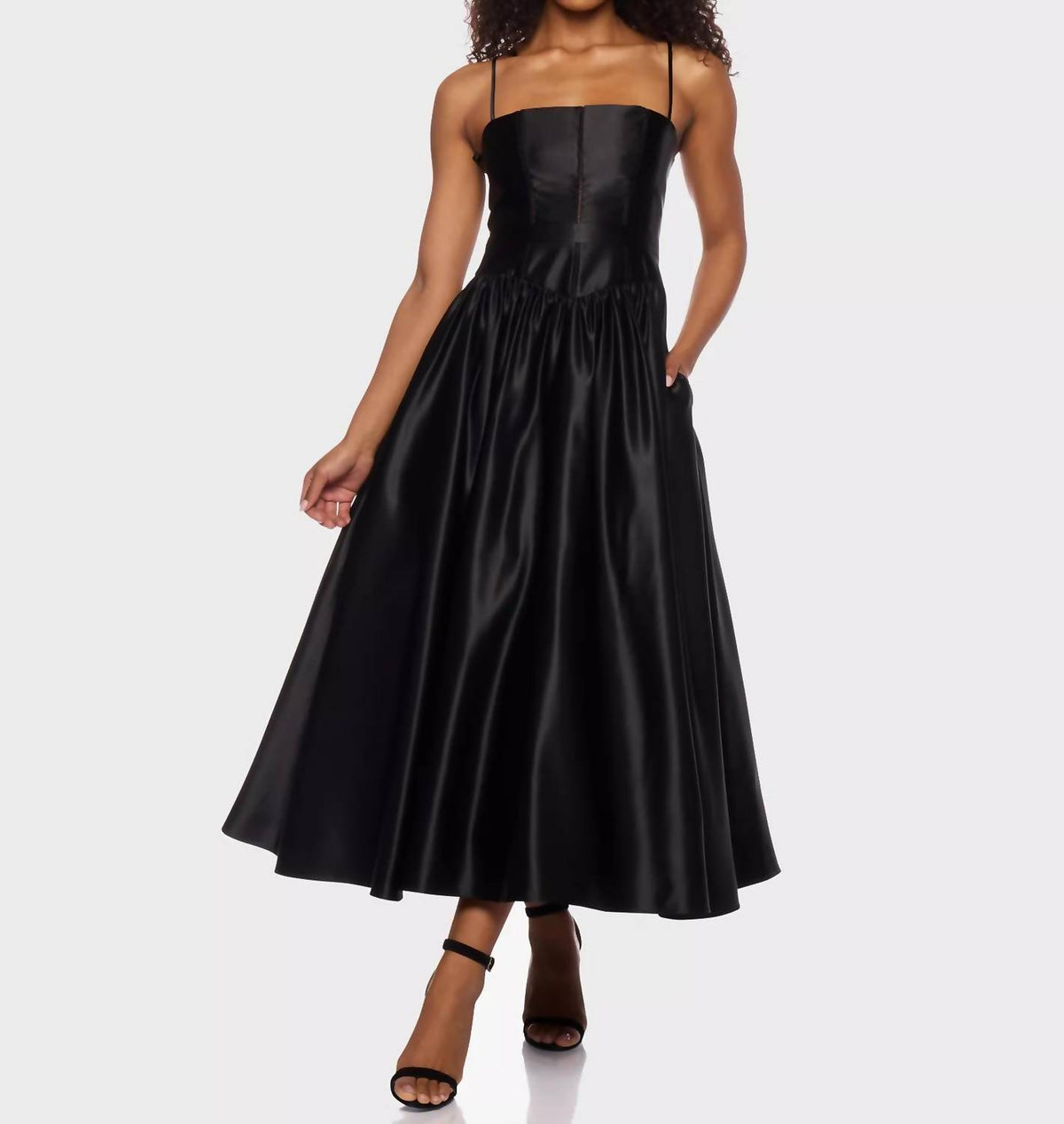 Alex & Sophia - Juniors' Satin Corset Fit & Flare Dress