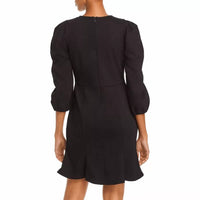 Aqua - Puff Sleeve Tunic Sweatshirt Ruffle Casual Knit Mini Dress