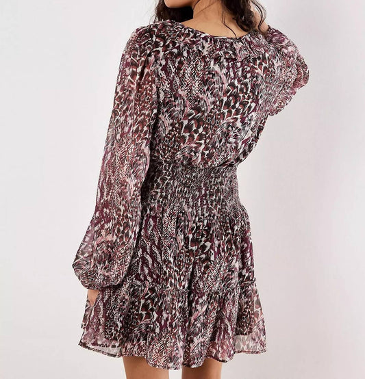 Apricot - Feather Patchwork Ruffle Dress