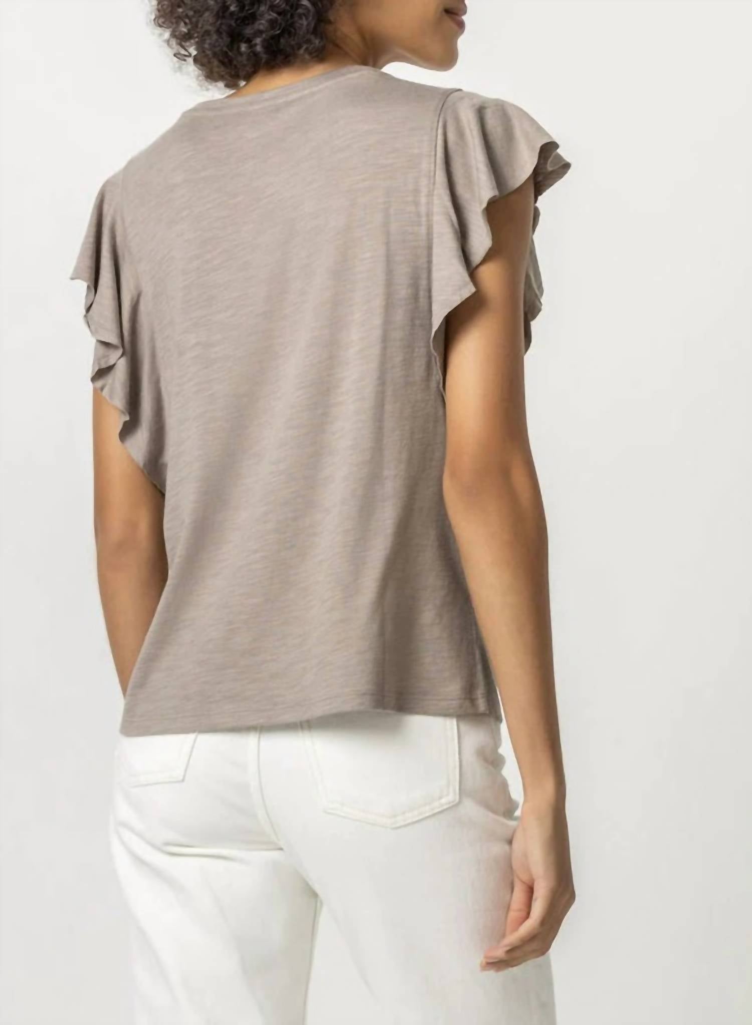 Lilla P - FLUTTER SLEEVE V-NECK TOP