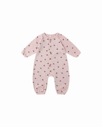 Quincy Mae Waffle Long Sleeve Jumpsuit in hearts - kids' item - detail view