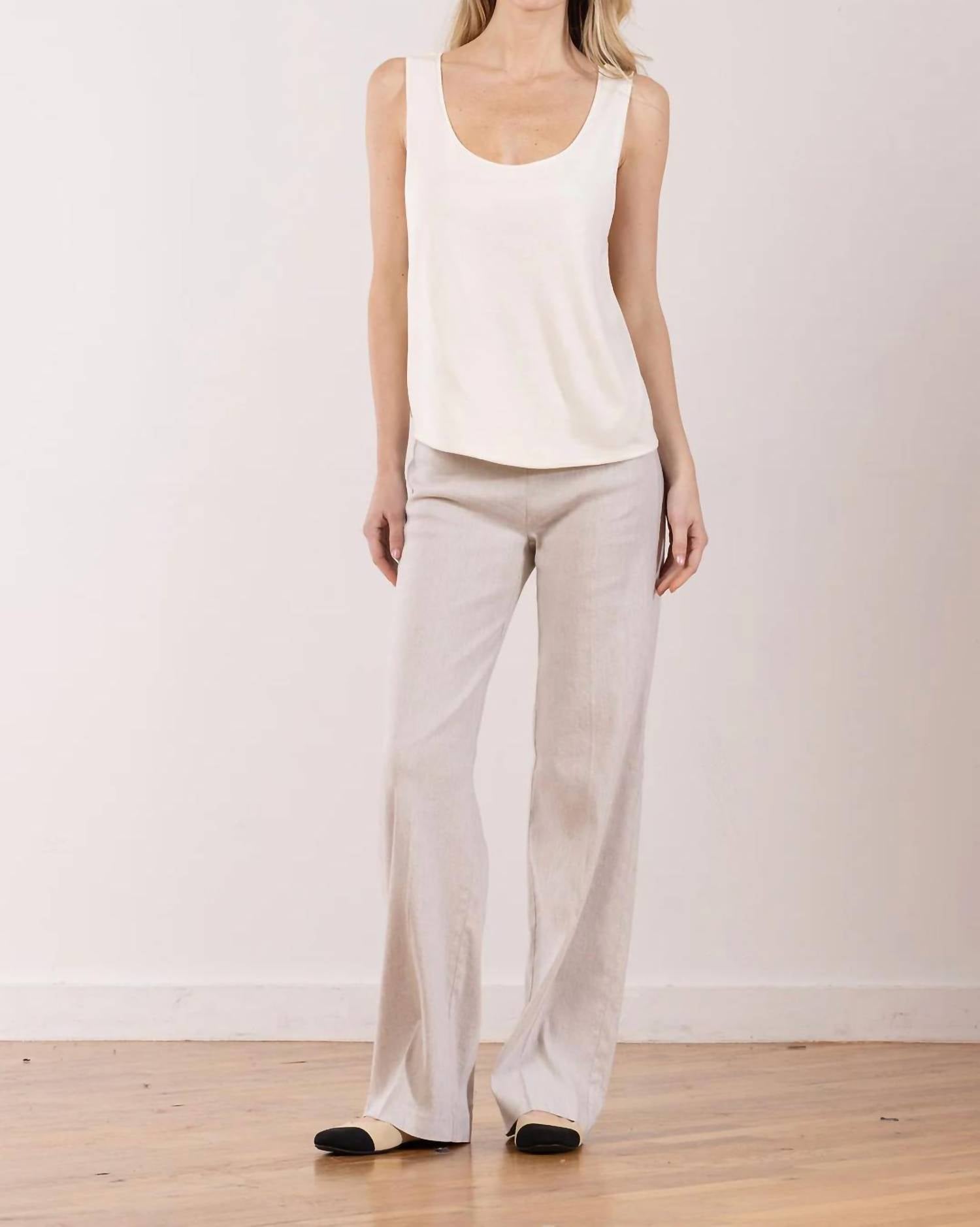 Avenue Montaigne Flavia Linen Blend Pant in oatmeal - women's pants