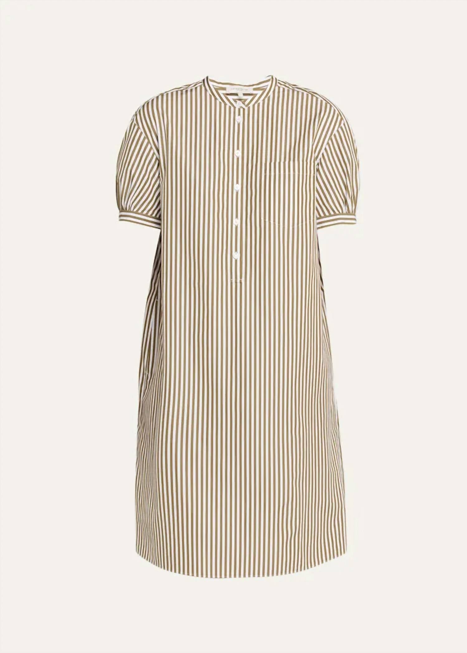 Lafayette 148 - Stripped Puff Sleeve Shift Dress
