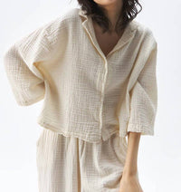 Ikikiz - Crinkle Collared Shirt