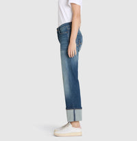 M.A.B.E. Laura Straight Turn Up Jeans in fancy nonrepair - women's jeans - detail view