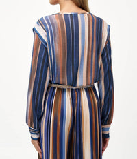 M made in Italy Stripe Knit Top in italy stripe knit top in glacier stripes - women's blouse - alternate view