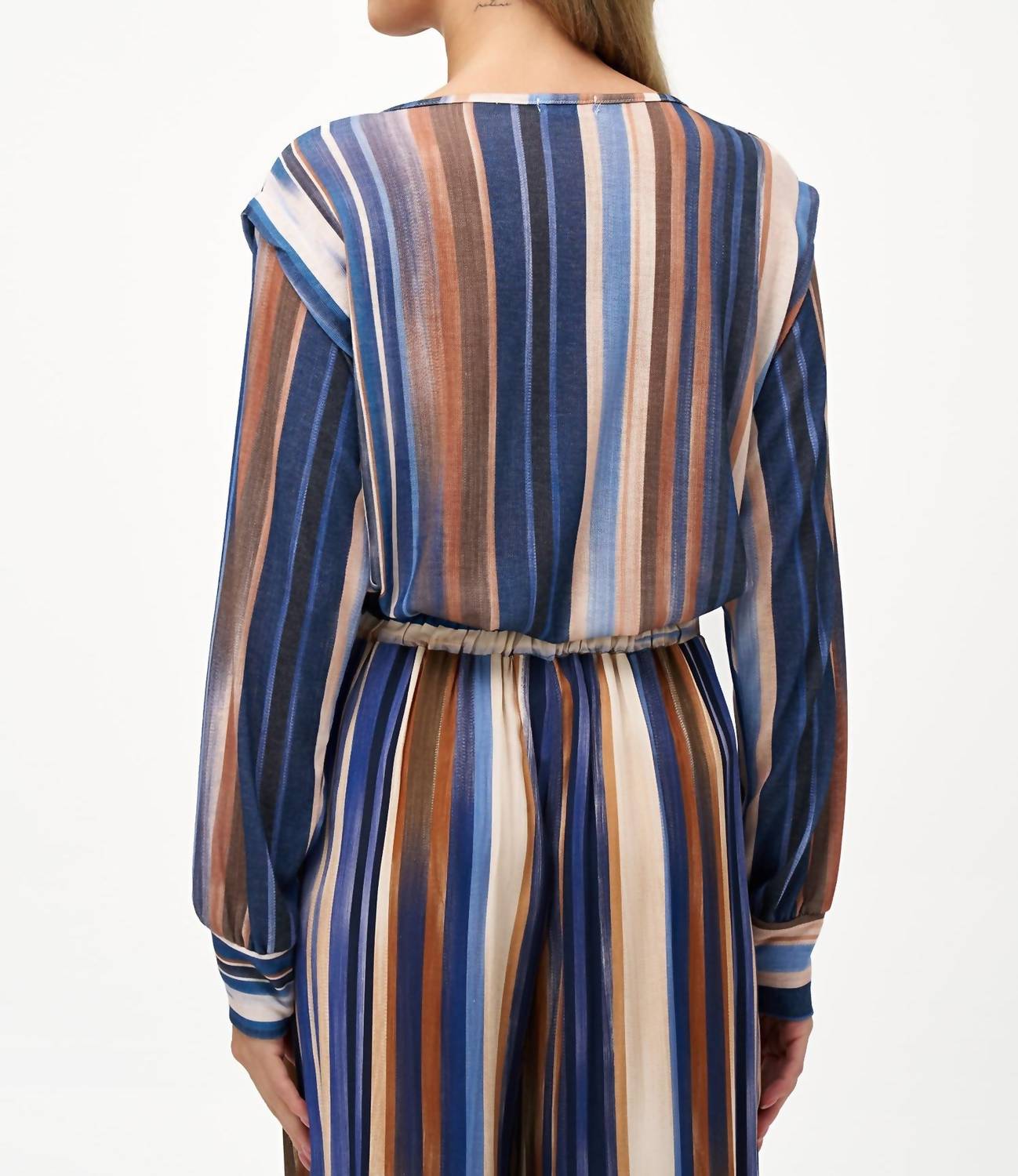 M made in Italy Stripe Knit Top in italy stripe knit top in glacier stripes - women's blouse - alternate view