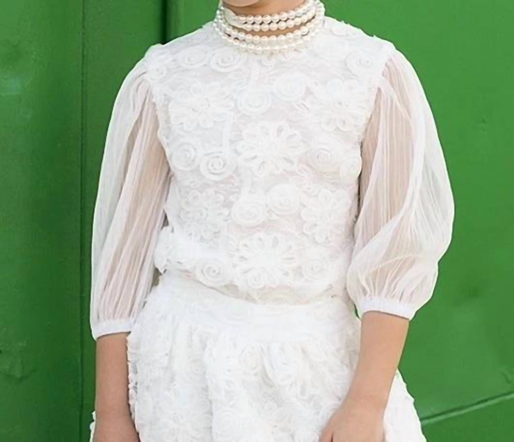 Mademoiselle Charlotte - Kid's Sheer Flower Top