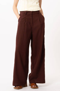FRNCH Women's Paverdy Woven Pants in chocolate - women's pants