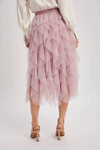 Bluivy - Spiral Ruffled Tulle Midi Skirt